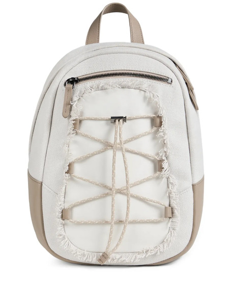  Brunello Cucinelli Kids Panelled Frayed Backpack - Neutrals 