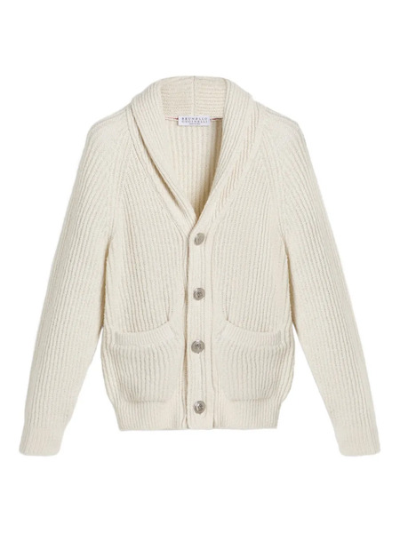  Brunello Cucinelli Kids Ribbed Cardigan - Neutrals 