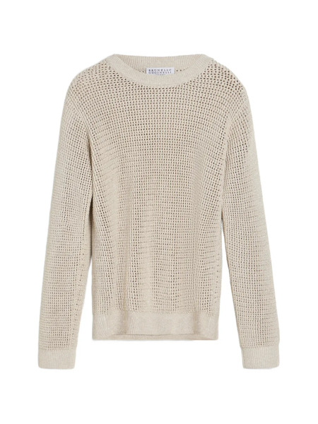 Brunello Cucinelli Kids Ribbed Net Sweater - Neutrals 