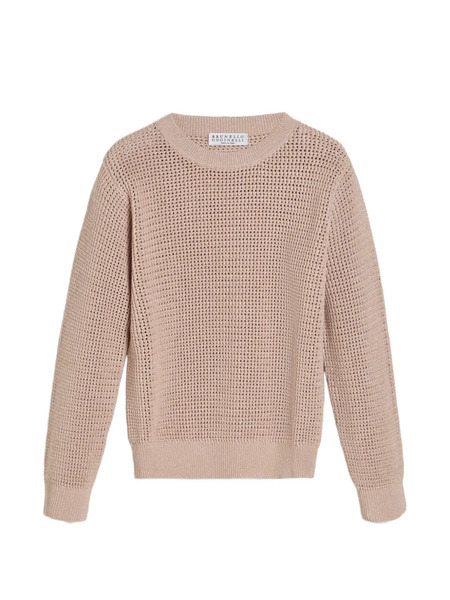  Brunello Cucinelli Kids Ribbed Net Sweater - Pink 