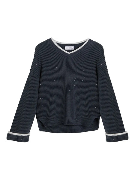  Brunello Cucinelli Kids Sequin-embellished Jumper - Blue 