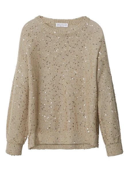 Brunello Cucinelli Kids Sequin Embroidered Blouse - Neutrals 
