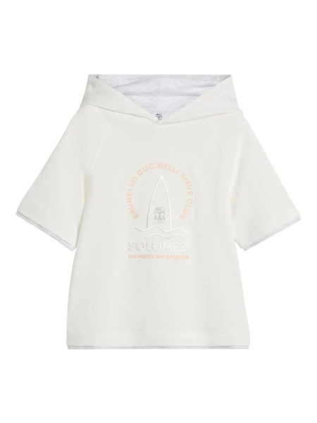  Brunello Cucinelli Kids Short-sleeved Hoodie - Neutrals 