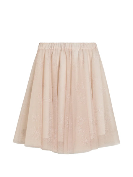  Brunello Cucinelli Kids Sparkling Daisy-print Tulle Skirt - Pink 