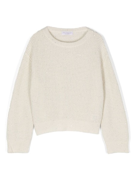  Brunello Cucinelli Kids Sparkling & Dazzling Sweater - Neutrals 