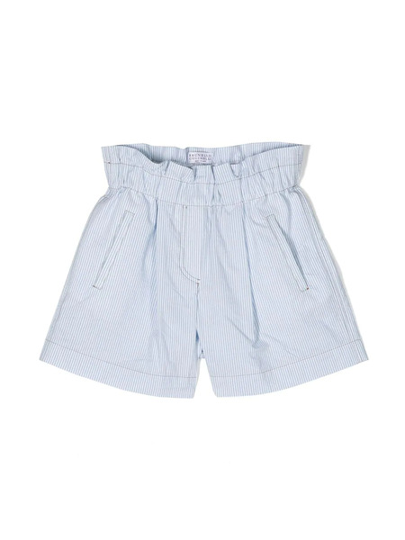  Brunello Cucinelli Kids Striped Cotton Shorts - Blue 