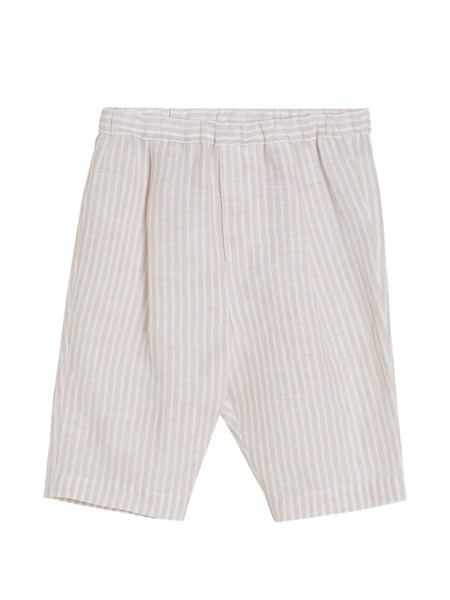  Brunello Cucinelli Kids Striped Lightweight Linen Baby Bernie Trousers - Neutrals 