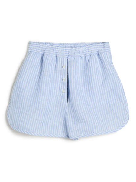  Brunello Cucinelli Kids Striped Linen Shorts - Brown 