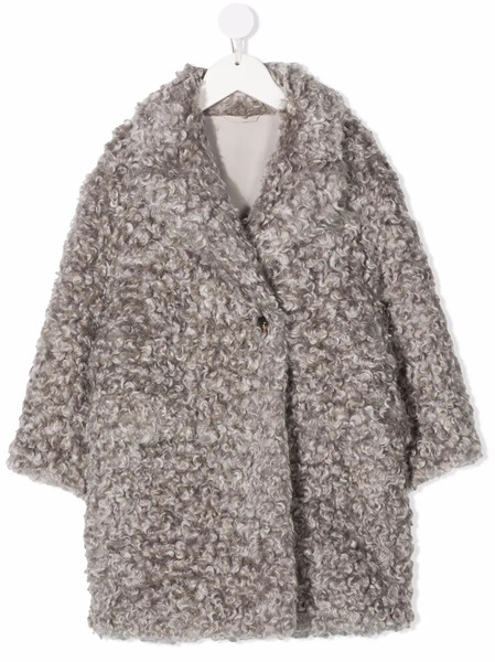  Brunello Cucinelli Kids Textured Wool Coat - Grey 