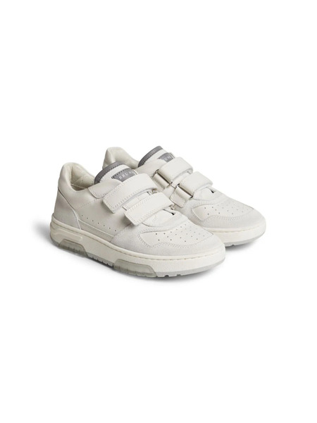  Brunello Cucinelli Kids Touch-strap Leather Sneakers - White 