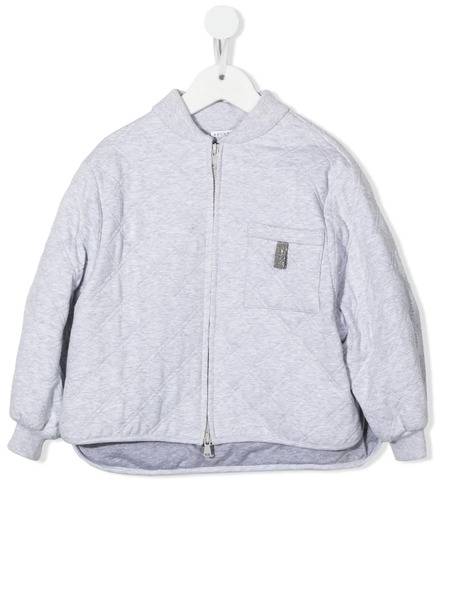  Brunello Cucinelli Kids Zip-up Quilted Jacket - Grey 