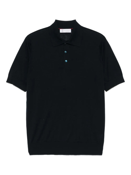  Brunello Cucinelli Knitted Polo Shirt - Blue 