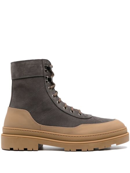  Brunello Cucinelli Lace-up Leather Boots - Grey 