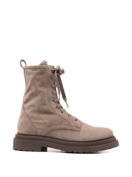  Brunello Cucinelli Lace-up Lug-sole Ankle Boots - Brown 