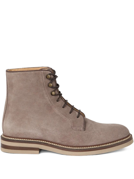  Brunello Cucinelli Lace-up Suede Boots - Brown 
