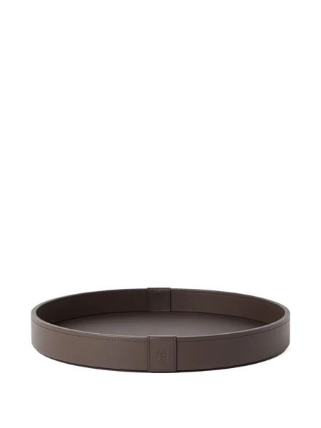  Brunello Cucinelli Leather-covered Round Tray (35 Cm) - Brown 