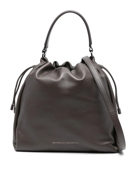  Brunello Cucinelli Leather Cross Body Bag - Grey 