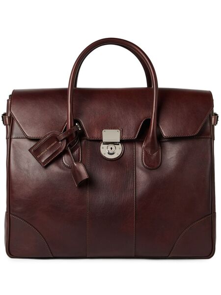  Brunello Cucinelli Leather Luggage Bag - Red 