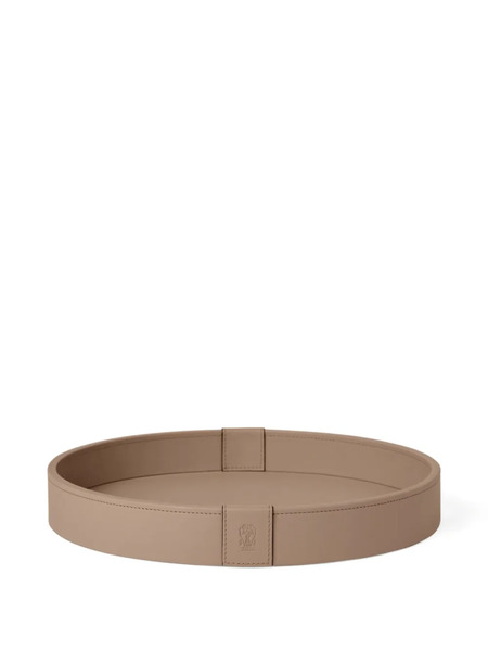  Brunello Cucinelli Leather Round Tray - Brown 