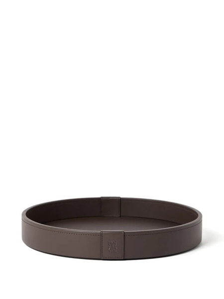  Brunello Cucinelli Leather Round Tray - Brown 