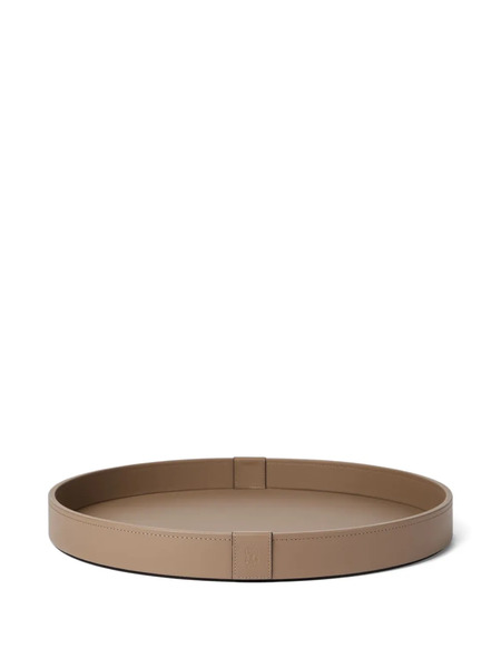  Brunello Cucinelli Leather Round Tray (40 Cm) - Brown 