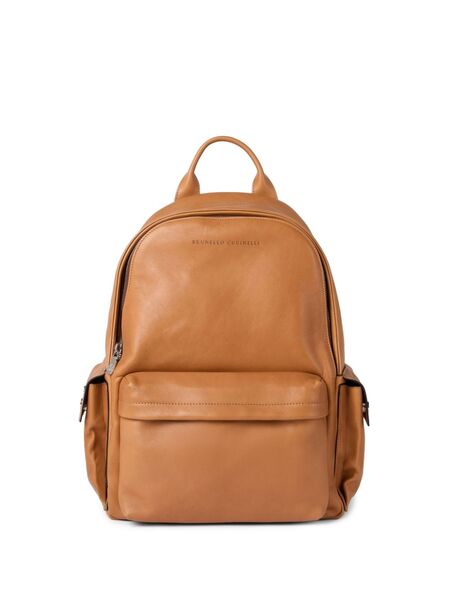  Brunello Cucinelli Leather Travel Backpack - Brown 