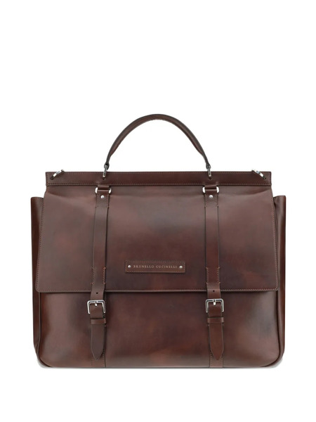  Brunello Cucinelli Leather Travel Bag - Brown 