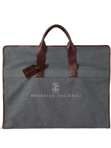  Brunello Cucinelli Leather-trimmed Suit Carrier - Grey 