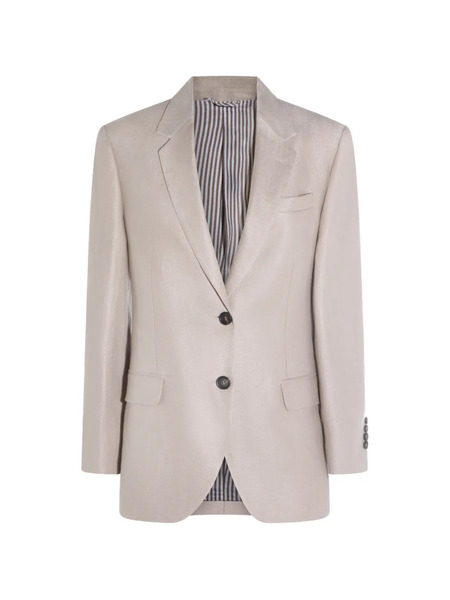  Brunello Cucinelli Linen Long Sleeve Jacket - Neutrals 