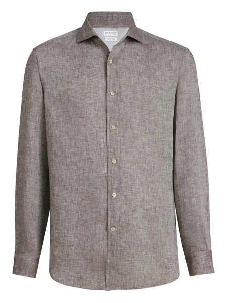  Brunello Cucinelli Linen Shirt - Brown 