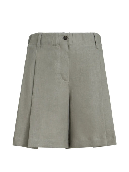  Brunello Cucinelli Linen Shorts With Drawstring And Pleats - Green 