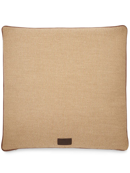  Brunello Cucinelli Logo-appliqué Interwoven-design Cushion - Neutrals 