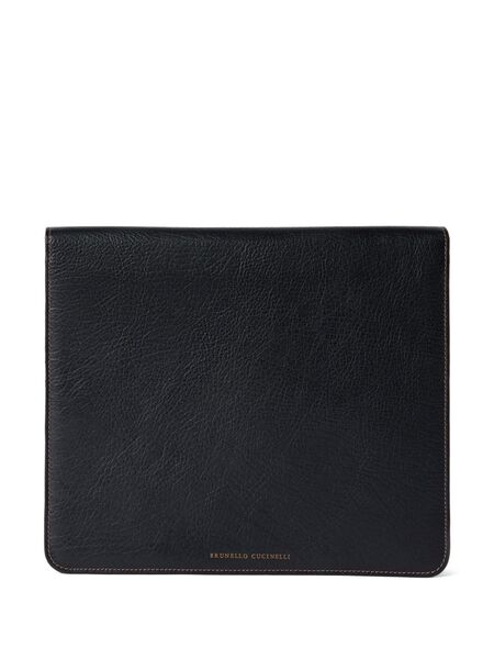  Brunello Cucinelli Logo-debossed Leather Laptop Bag - Black 