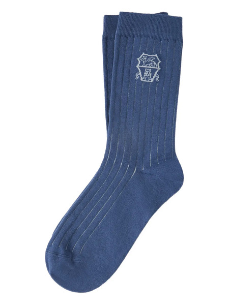  Brunello Cucinelli Logo-detail Socks - Blue 