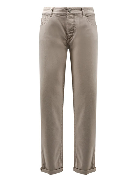  Brunello Cucinelli Logo-embroidered Five-pocket Trousers - Neutrals 