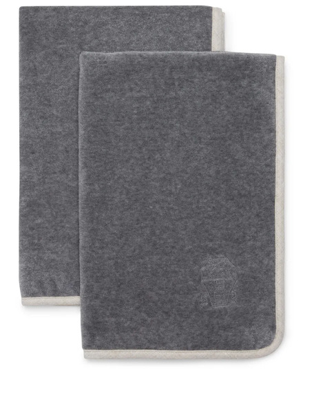  Brunello Cucinelli Logo-embroidered Towel (set Of Two) - Grey 