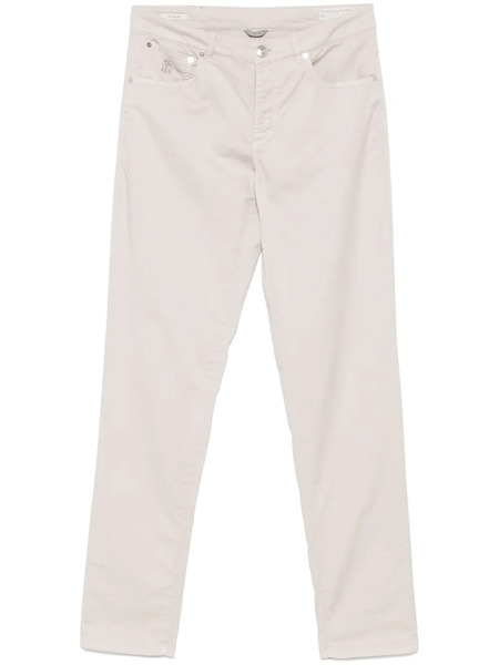  Brunello Cucinelli Logo-embroidered Trousers - Neutrals 