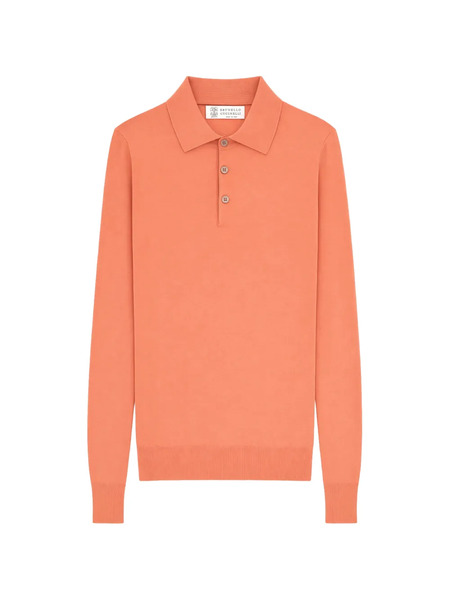  Brunello Cucinelli Long-sleeve Polo Shirt - Orange 