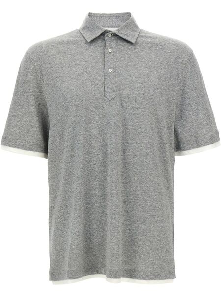  Brunello Cucinelli Mélange-effect Polo Shirt - Grey 