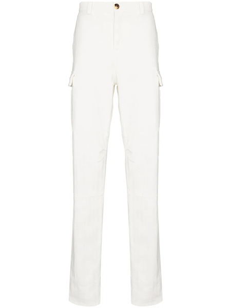  Brunello Cucinelli Brunello Cucinelli Mens White Subtle Striped Detail Cargo Trouser Pant 