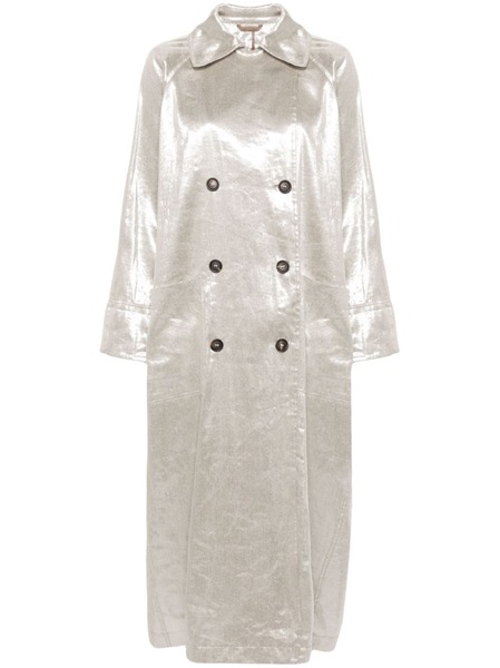  Brunello Cucinelli Metallic-finish Trench Coat - Grey 