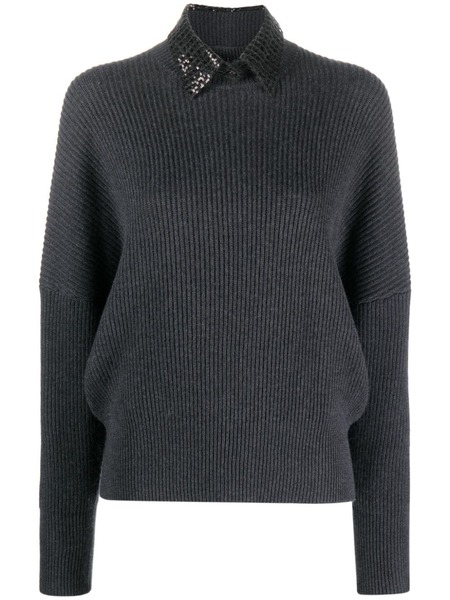  Brunello Cucinelli Mock-neck Cashmere Jumper - Grey 