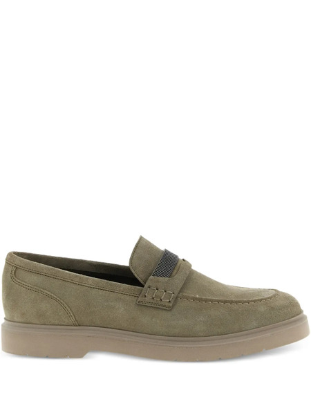  Brunello Cucinelli Monili-detail Suede Loafers - Green 