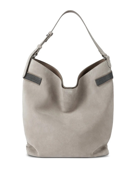  Brunello Cucinelli Monili-detail Suede Tote Bag - Grey 