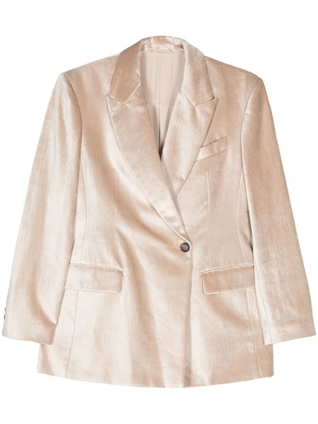  Brunello Cucinelli Monili-detail Velvet Blazer - Neutrals 
