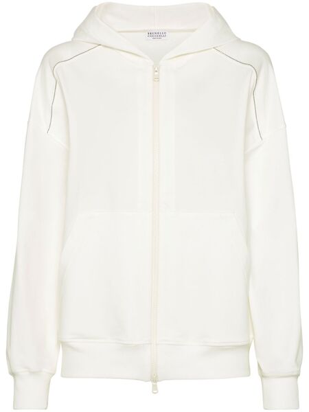 Brunello Cucinelli Monili-embellished Hoodie - White 