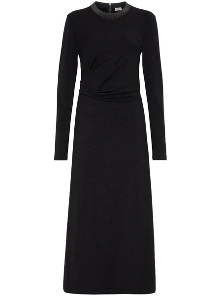  Brunello Cucinelli Monili-trim Gathered Dress - Black 