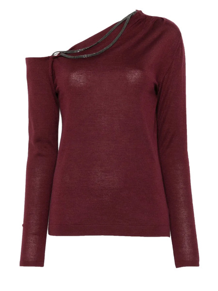  Brunello Cucinelli One-shoulder Chain-embellished Top - Red 