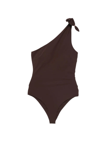  Brunello Cucinelli One-shoulder Knot-detail Swimsuit - Brown 
