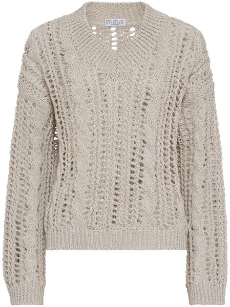  Brunello Cucinelli Open-knit Sweater - Neutrals 